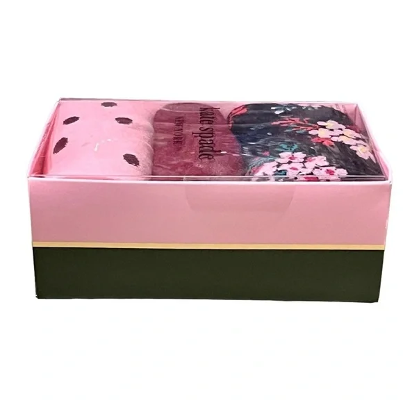 Kate Spade Crew Sock Set Pink/Maroon/Black New in Box - Picture 2 of 4